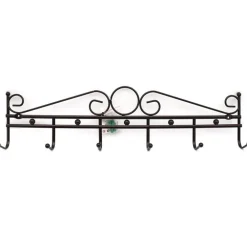 APPENDIABITI ATTACCAPANNI IN METALLO BRONZATO A PARETE 6 POSTI GANCI 48X12 CM