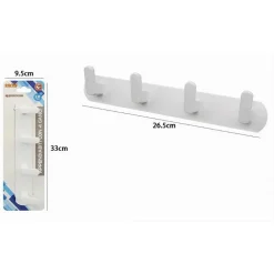 APPENDIABITI CON 4 GANCI APPENDINO ASCIUGAMANO DA BAGNO CASA CUCINA BIANCO 59743