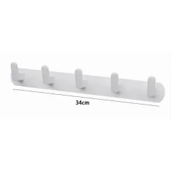 APPENDIABITI CON 5 GANCI APPENDINO ASCIUGAMANO DA BAGNO CASA CUCINA BIANCO 59744
