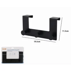 APPENDIABITI DA PORTA CON 3 GANCI 19.5X11.5CM NERO PER ASCIUGAMANI VESTITI 87776