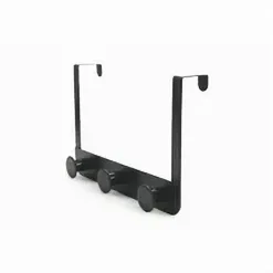 APPENDIABITI DA PORTA CON 3 GANCI 19.5X11.5CM NERO PER ASCIUGAMANI VESTITI 87776