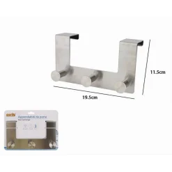 APPENDIABITI DA PORTA CON 3 GANCI 19.5 X 11.5CM SILVER ASCIUGAMANI VESTITI 87784