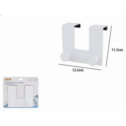 APPENDIABITI DA PORTA CON 2 GANCI 12.5X11.5 CM BIANCO ASCIUGAMANI VESTITI 87779
