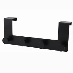 APPENDIABITI DA PORTA CON 4 GANCI 27 X 11.5CM NERO PER ASCIUGAMANI VESTITI 87777