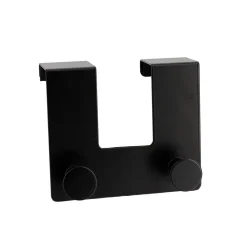 APPENDIABITI DA PORTA CON 2 GANCI 12.5X11.5CM NERO PER ASCIUGAMANI VESTITI 87775