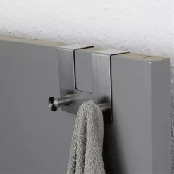 APPENDIABITI DA PORTA CON 2 GANCI 12.5 X 11.5CM SILVER ASCIUGAMANI VESTITI 87783