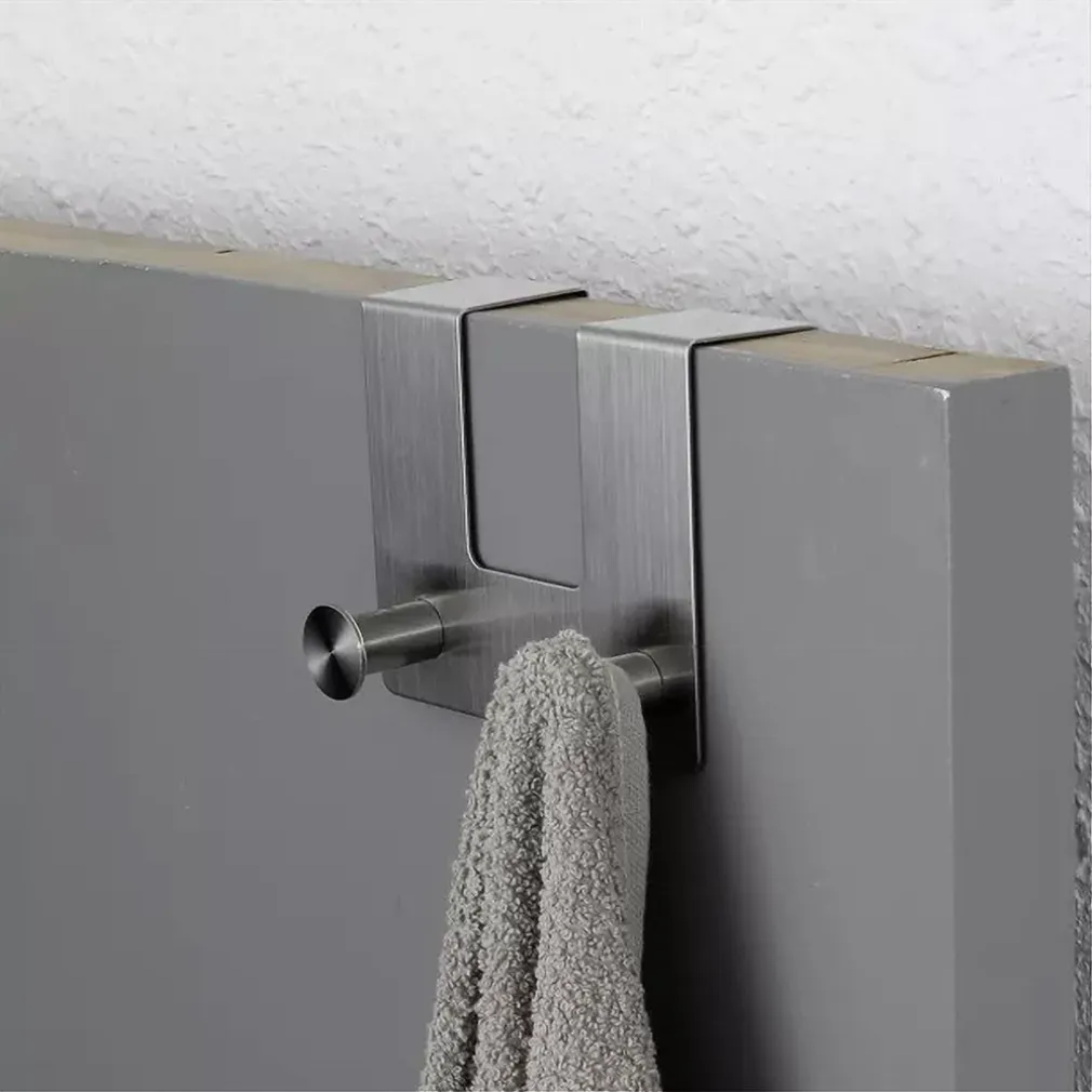 APPENDIABITI DA PORTA CON 2 GANCI 12.5 X 11.5CM SILVER ASCIUGAMANI VESTITI 87783