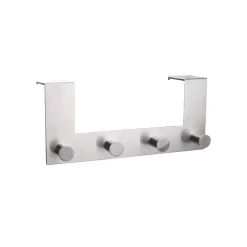 APPENDIABITI DA PORTA CON 4 GANCI 27X11.5CM SILVER PER ASCIUGAMANI VESTITI 87785