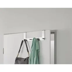 APPENDIABITI DA PORTA CON 4 GANCI 27X11.5CM SILVER PER ASCIUGAMANI VESTITI 87785