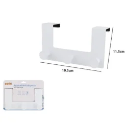 APPENDIABITI DA PORTA CON 3 GANCI 19.5X11.5 CM BIANCO ASCIUGAMANI VESTITI 87780