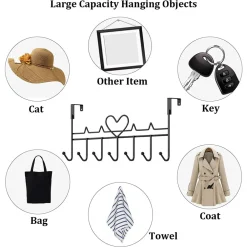 APPENDIABITI DA PORTA FORMA CUORE GANCI PER CAPPOTTI ASCIUGAMANI BORSE ORGANIZZATORE CASA