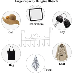 APPENDIABITI DA PORTA FORMA CUORE GANCI PER CAPPOTTI ASCIUGAMANI BORSE ORGANIZZATORE CASA