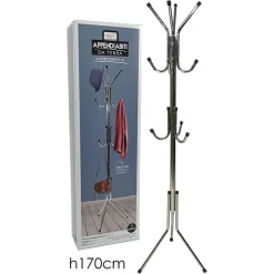 APPENDIABITI DA TERRA 170 CM ATTACCAPANNI 11 GANCI CROMATO PIANTANA APPENDI ABITI