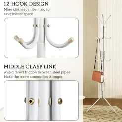 APPENDIABITI INDIPENDENTE CON 12 GANCI MULTIUSO PER OMBRELLI BORSE GIACCHE 170 X 42 CM