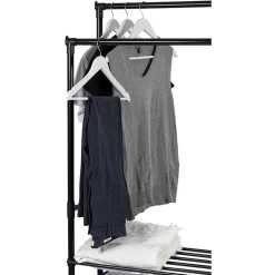 APPENDIABITI MULTISTAND ARMADIO IN METALLO ALTEZZA REGOLABILE 2 ASTE 4 RUOTE 3 RIPIANI