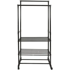 APPENDIABITI MULTISTAND ARMADIO IN METALLO ALTEZZA REGOLABILE 2 ASTE 4 RUOTE 3 RIPIANI