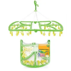 APPENDIBIANCHERIA CON GANCIO 24 PINZE MOLLETTE IN PLASTICA STENDINO RICHIUDIBILE