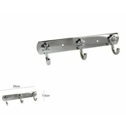 APPENDINO 3 GANCI FIORI FISSAGGIO PARETE MULTIUSO ACCIAIO VITI 25X7.5CM 52673