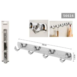 APPENDINO A 4 GANCI FORMA DELFINO PORTA ASCIUGAMANI PARETE BAGNO 28X3.2 CM 56616