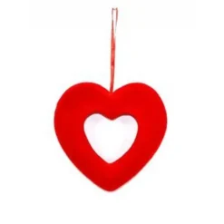 APPENDINO A FORMA DI CUORE VELLUTO ROSSO 19CM IDEA REGALO SAN VALENTINO HJ-KQ20