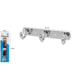 APPENDINO CON 3 GANCI A DELFINO PARETE MULTIUSO ACCIAIO VITI 24.5 CM 52179