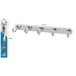 APPENDINO CON 5 GANCI A DELFINO PARETE MULTIUSO ACCIAIO VITI 45 X 7.5 CM 52180