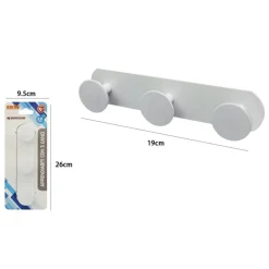 APPENDINO CON 3 GANCI APPENDI PORTA ASCIUGAMANO A 3 POSTI BAGNO CASA BIANCO 59772