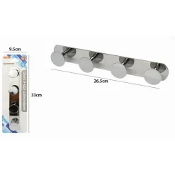 APPENDINO CON 4 GANCI APPENDI PORTA ASCIUGAMANO 4 POSTI BAGNO CASA CROMATO 59763