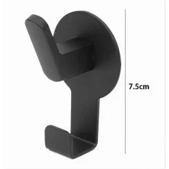 APPENDINO GANCIO 2 POSTI PORTA ASCIUGAMANO BAGNO CASA CUCINA NERO 7.5 CM 59735