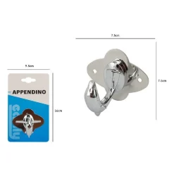 APPENDINO GANCIO APPENDI PORTA ASCIUGAMANO 1 POSTO BAGNO A DELFINO 7.5 CM 52178