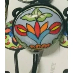 APPENDINO GANCIO PARETE APPENDIABITI METALLO CERAMICA DECORI ASS. 13X4CM 749346