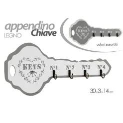APPENDINO PORTACHIAVI LEGNO DA PARETE 30X3X14CM DECORO CHIAVE SHABBY CHIC 765902