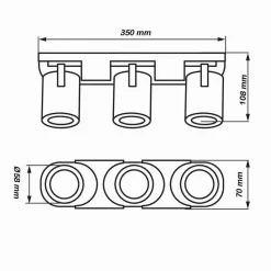 APPLIQUE 3 DIFFUSORI ORIENTABILE SOFFITTO PARETE LAMPADA GU10 BIANCO NERO TH8803