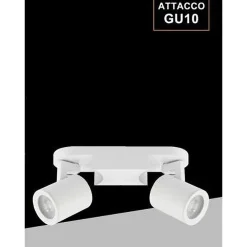 APPLIQUE 2 DIFFUSORI ORIENTABILE SOFFITTO PARETE LAMPADA GU10 BIANCO NERO TH8802
