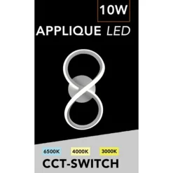 APPLIQUE A LED DA PARETE A FORMA DI INFINITO 10 W TECNOLOGIA CCT LAMPADA MURO AQ33-B3C