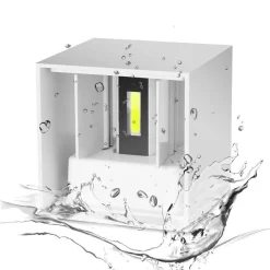 APPLIQUE A LED FARETTO CUBO LAMPADA DA PARETE MURO 12W LUCE DOPPIA IP65 BIANCO