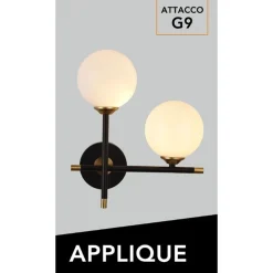 APPLIQUE A PARETE 2 SFERE ILLUMINAZIONE DECORATIVA CONTEMPORANEO CON 2 ATTACCHI G9 AQ59
