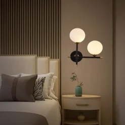 APPLIQUE A PARETE 2 SFERE ILLUMINAZIONE DECORATIVA CONTEMPORANEO CON 2 ATTACCHI G9 AQ59