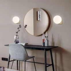 APPLIQUE A PARETE BRONZO METALLO CON SFERA LAMPADA DA MURO MINAMALISTA ATTACCO G9 AQ55