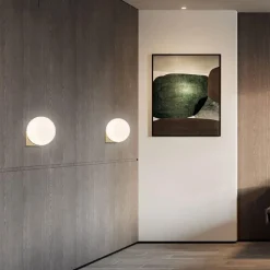APPLIQUE A PARETE BRONZO METALLO CON SFERA LAMPADA DA MURO MINAMALISTA ATTACCO G9 AQ55