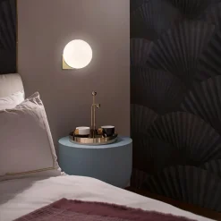 APPLIQUE A PARETE BRONZO METALLO CON SFERA LAMPADA DA MURO MINAMALISTA ATTACCO G9 AQ55