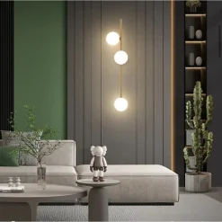 APPLIQUE A PARETE BRONZO METALLO CON 3 SFERE LAMPADA DA MURO MINAMALISTA ATTACCO G9 AQ57