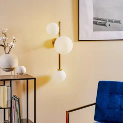 APPLIQUE A PARETE BRONZO METALLO CON 3 SFERE LAMPADA DA MURO MINAMALISTA ATTACCO G9 AQ57