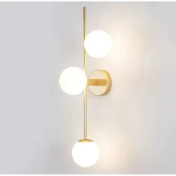 APPLIQUE A PARETE BRONZO METALLO CON 3 SFERE LAMPADA DA MURO MINAMALISTA ATTACCO G9 AQ57