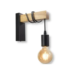 APPLIQUE A PARETE STILE INDUSTRIALE LAMPADA MURO RETRÒ VINTAGE IN METALLO LEGNO E27 AQ64
