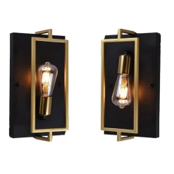 APPLIQUE A PARETE STILE INDUSTRIALE LAMPADA MURO IN METALLO ATTACCO E27 NERO BRONZO AQ63