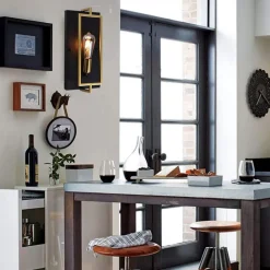 APPLIQUE A PARETE STILE INDUSTRIALE LAMPADA MURO IN METALLO ATTACCO E27 NERO BRONZO AQ63