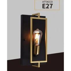 APPLIQUE A PARETE STILE INDUSTRIALE LAMPADA MURO IN METALLO ATTACCO E27 NERO BRONZO AQ63