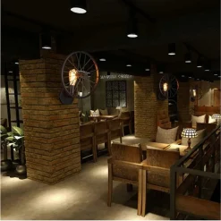 APPLIQUE A PARETE STILE VINTAGE LAMPADA FORMA DI RUOTA BICICLETTA NERO E27 AQ62