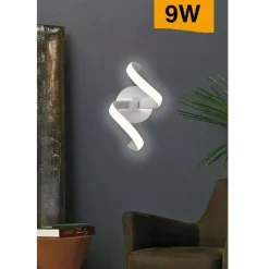 APPLIQUE A PARETE STILIZZATO 9 W SPIRALE BIANCA TRE COLORAZIONI DI LUCE E58-B3C